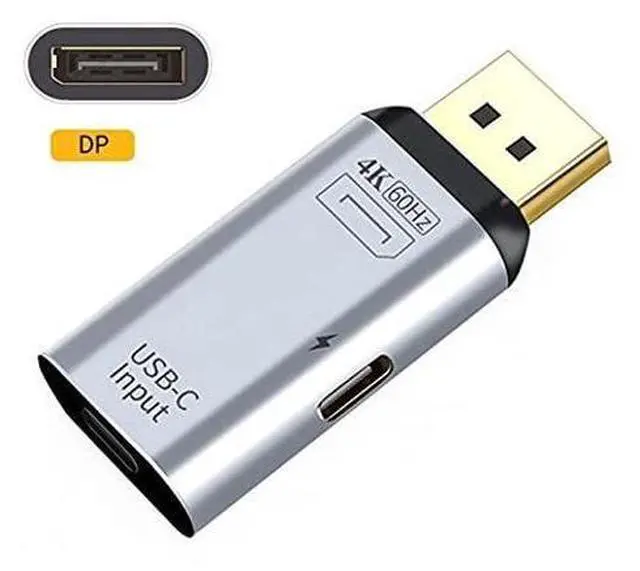 Alt view image 2 of 6 - USB-C Type C Female Source to Displayport DP Sink HDTV & PD Power Adapter 4K 60hz 1080p for Phone & Laptop