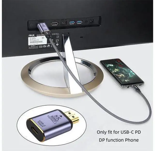 Alt view image 7 of 7 - USB-C Type C Female Source to HDMI Sink HDTV Adapter 8K@60hz 4K@120hz for Tablet & Phone & Laptop