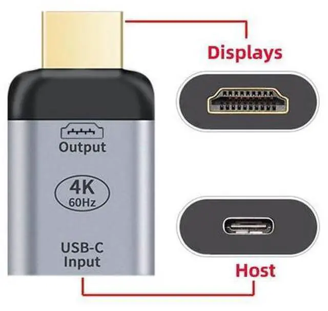 Alt view image 5 of 7 - USB-C Type-C Input Female Source to HDMI Male Displays Sink HDTV Adapter 4K 60hz 1080p for Tablet Phone Laptop
