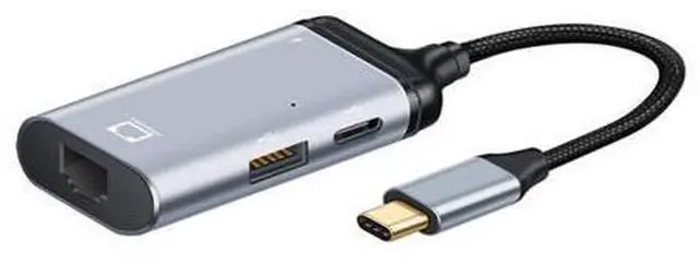 Alt view image 2 of 7 - USB-C Type-C USB3.1 to 1000Mbps Gigabit Ethernet Network LAN Adapter with Female PD Power Port