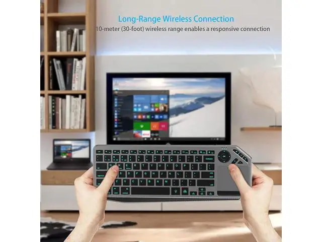 Alt view image 2 of 7 - 2.4G Wireless Bluetooth Dual Mode Connection TV Keyboard with Touchpad Media Control Multimedia Rechargeable 7Color Backlit Keyboard for Computer, Smart TV, Desktop, Laptop, iPad, Tablet