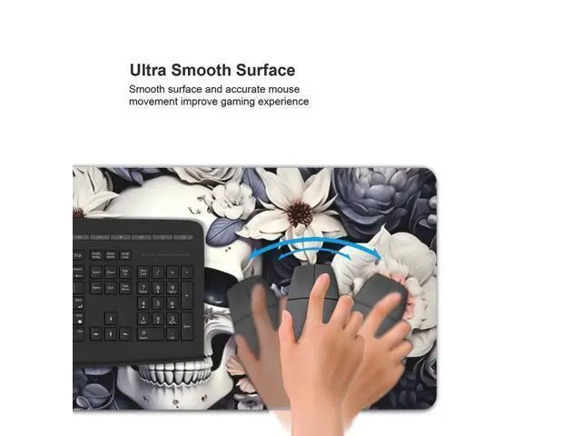 Alt view image 5 of 5 - 35.4 x 15.7 in, Waterproof XXL Large Mouse Pad for Desk, Extended Keyboard Mouse Mat for Computer Office, Big Laptop Mouse pad, Gaming Pc-White Skull&Flowers