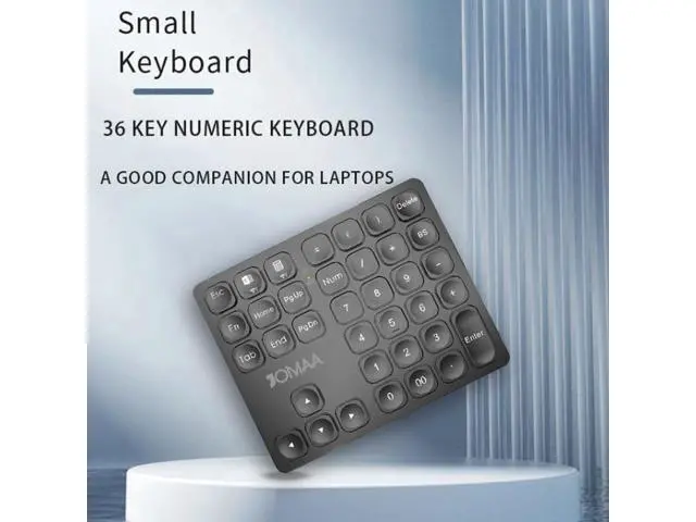 Alt view image 2 of 7 - 36 Keys Bluetooth Numeric keypad Portable Mini Financial Accounting Rechargeable Number pad Ultra-Silent for iPad Laptop,Mac, iMac, Tablet, PC and Desktop (Black)