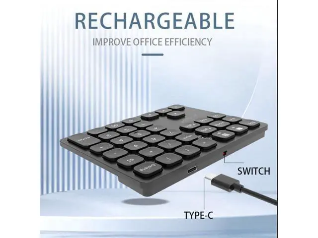 Alt view image 3 of 7 - 36 Keys Bluetooth Numeric keypad Portable Mini Financial Accounting Rechargeable Number pad Ultra-Silent for iPad Laptop,Mac, iMac, Tablet, PC and Desktop (Black)
