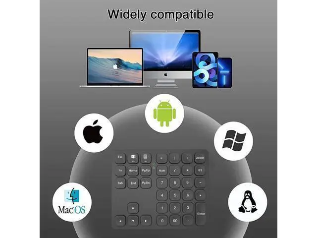 Alt view image 6 of 7 - 36 Keys Bluetooth Numeric keypad Portable Mini Financial Accounting Rechargeable Number pad Ultra-Silent for iPad Laptop,Mac, iMac, Tablet, PC and Desktop (Black)