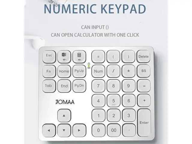 Alt view image 3 of 7 - 36 Keys Bluetooth Numeric keypad Portable Mini Financial Accounting Rechargeable Number pad Ultra-Silent for iPad Laptop,Mac, iMac, Tablet, PC and Desktop (Silver)