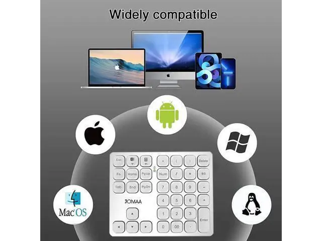 Alt view image 5 of 7 - 36 Keys Bluetooth Numeric keypad Portable Mini Financial Accounting Rechargeable Number pad Ultra-Silent for iPad Laptop,Mac, iMac, Tablet, PC and Desktop (Silver)