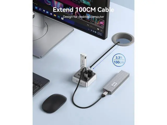 Alt view image 5 of 7 - 10Gbps USB C Hub, 4-Port Zinc Alloy USB 3.2 Splitter with 2 USB-A & 2 USB-C Ports, High-Speed Data Extender for Laptops, PCs, Desktops, and More (3.28Ft)