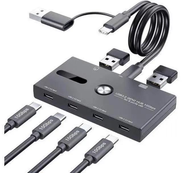 Main image of 10Gbps USB C Hub, 6 Ports USB C Splitter, Type-C and USB 3.2 to USB C Hub for PC, Laptop, MacBook Pro/Air, iMac, Surface Pro, Chromebook, Etc(HUB ONLY, Not Support Charging/Monitor)