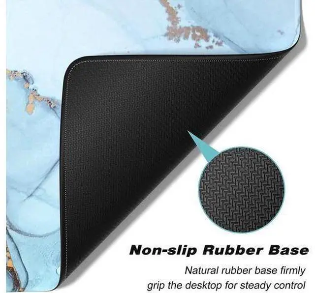 Alt view image 4 of 7 - Atufsuat Extended Gaming Mouse Pad, XL Large Desk Pad 30 x 14 Inch, Big Computer Keyboard Mousepad, Waterproof Mouse Mat with Stitched Edges and Non-Slip Base for Women Office Gaming, Blue Marble