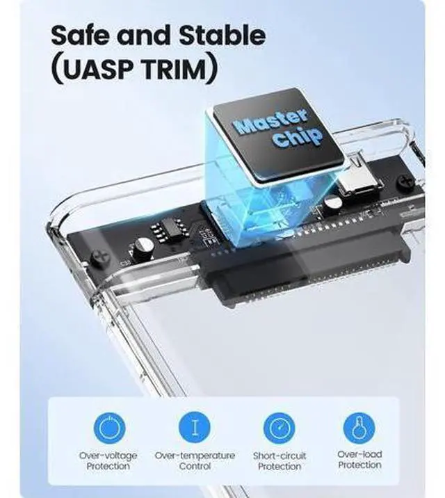 Alt view image 4 of 7 - 2.5 inch Hard Drive Enclosure SATA to USB C 3.1 Gen1 5Gbps External Hard Drive Case for 7/9.5mm HDD/SSD Support UASP Up to 6TB -2139C3-CR