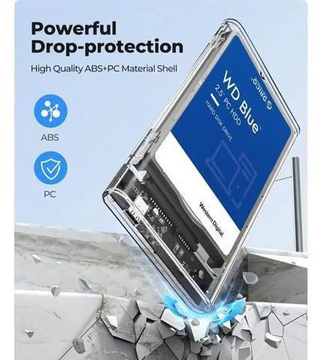 Alt view image 5 of 7 - 2.5 inch Hard Drive Enclosure SATA to USB C 3.1 Gen1 5Gbps External Hard Drive Case for 7/9.5mm HDD/SSD Support UASP Up to 6TB -2139C3-CR