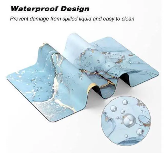 Alt view image 6 of 7 - Atufsuat Extended Gaming Mouse Pad, XL Large Desk Pad 30 x 14 Inch, Big Computer Keyboard Mousepad, Waterproof Mouse Mat with Stitched Edges and Non-Slip Base for Women Office Gaming, Blue Marble