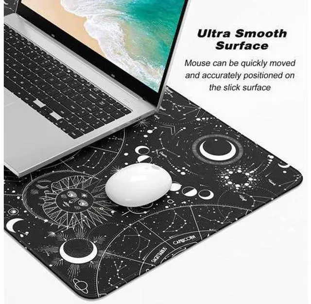 Alt view image 3 of 7 - Atufsuat Extended Gaming Mouse Pad, XL Large Desk Pad 30 x 14 Inch, Big Computer Keyboard Mousepad, Waterproof Mouse Mat with Stitched Edges and Non-Slip Base for Women Office Gaming, Sun Moon