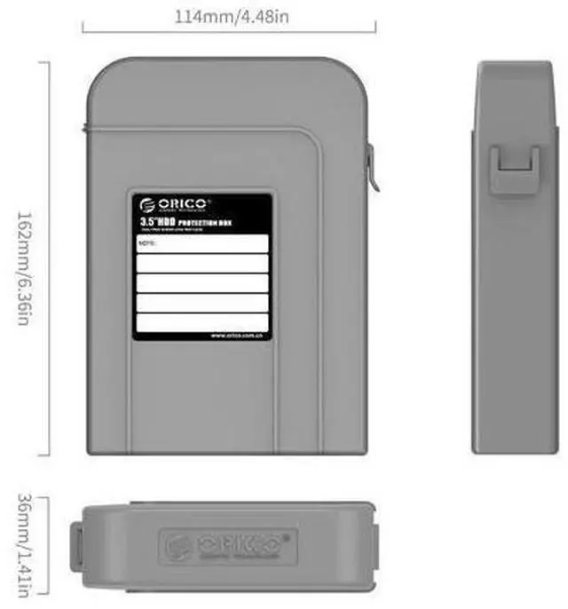 Alt view image 5 of 7 - 5 Packs 3.5inch Hard Drive Case Protective Box Storage Case Cover Organization Shell for Shockproof Slashproof and Dustproof for Gray-PHI-5S