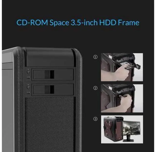 Alt view image 2 of 7 - 5.25 Trayless Hot Swap Mobile Rack CD-ROM 3.5 inch Internal SATA Hard Drive SSD Adapter-1106SS