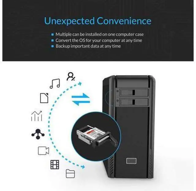 Alt view image 4 of 7 - 5.25 Trayless Hot Swap Mobile Rack CD-ROM 3.5 inch Internal SATA Hard Drive SSD Adapter-1106SS