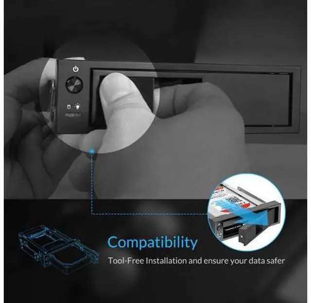 Alt view image 3 of 7 - 5.25 Trayless Hot Swap Mobile Rack CD-ROM 3.5 inch Internal SATA Hard Drive SSD Adapter-1106SS