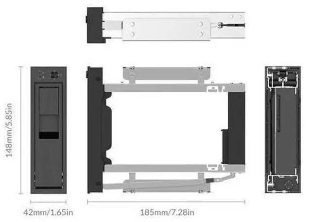 Alt view image 6 of 7 - 5.25 Trayless Hot Swap Mobile Rack CD-ROM 3.5 inch Internal SATA Hard Drive SSD Adapter-1106SS