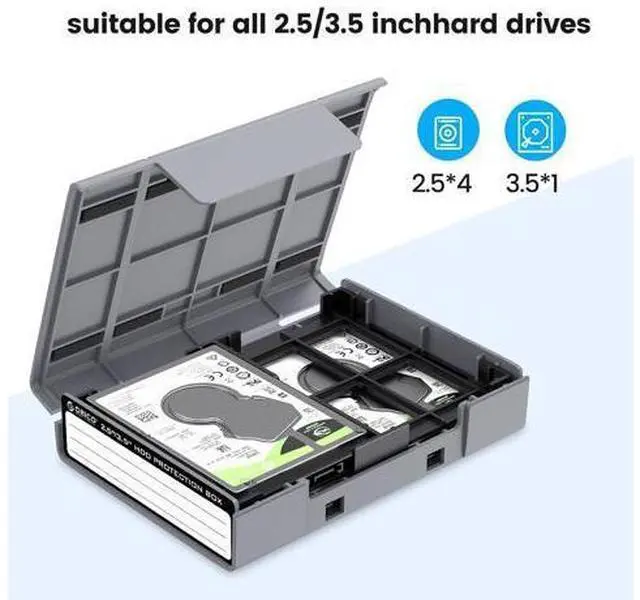 Alt view image 2 of 7 - 5-Pack Hard Drive Carrying Case Protective Box for 3.5/2.5 Inch SSD HDD Portable with Anti-Static,Shockproof and Dust Proof Travel Storage Bag-PHP25-5C