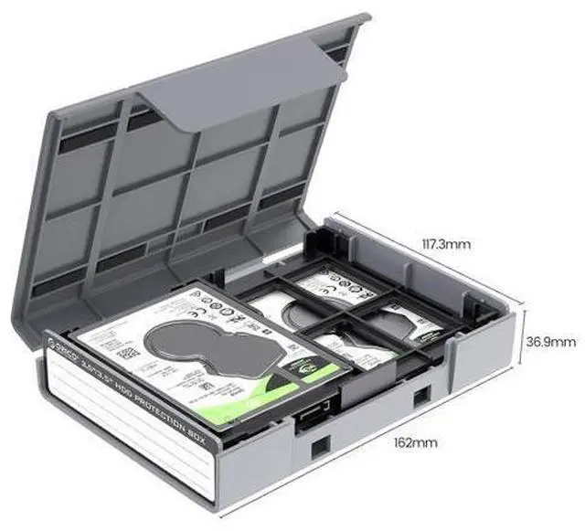 Alt view image 7 of 7 - 5-Pack Hard Drive Carrying Case Protective Box for 3.5/2.5 Inch SSD HDD Portable with Anti-Static,Shockproof and Dust Proof Travel Storage Bag-PHP25-5C