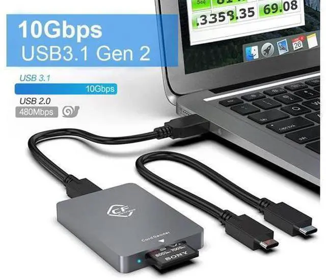 Alt view image 3 of 7 - CFexpress Type A Card Reader, 10Gbps Type A CFexpress Card Reader Adapter USB C to USB C/USB A Memory Card Reader with USB3.1 Gen2 Transfer Speed, Compatible with Windows/Mac/Linux/Android