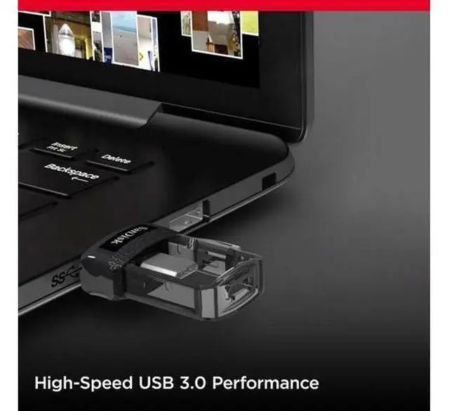 Alt view image 4 of 6 - 64GB Ultra Dual Drive m3.0, microUSB and USB Type-A, High-speed USB 3.0,, Retractable design for Android Devices and Computers - SDDD3-064G-G46, Black
