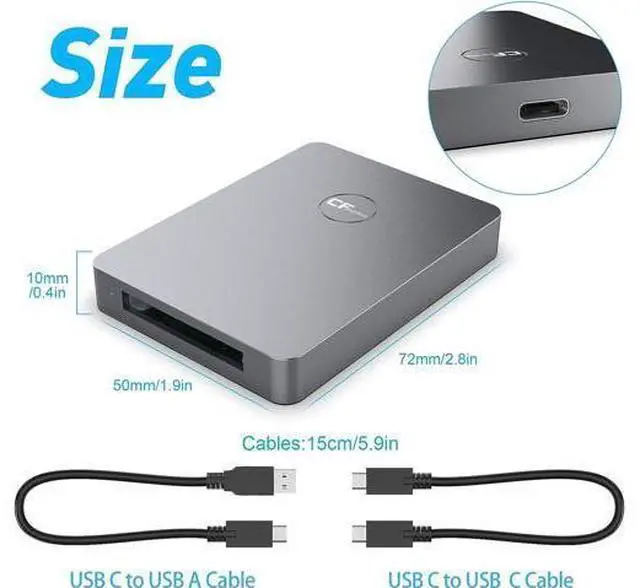 Alt view image 6 of 7 - CFexpress Type A Card Reader, 10Gbps Type A CFexpress Card Reader Adapter USB C to USB C/USB A Memory Card Reader with USB3.1 Gen2 Transfer Speed, Compatible with Windows/Mac/Linux/Android