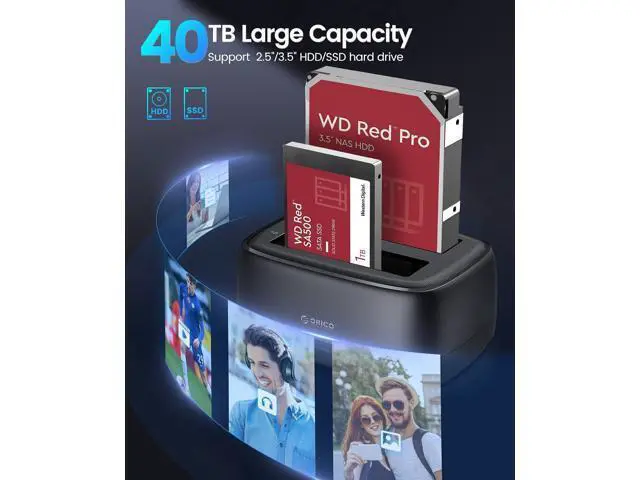 Alt view image 2 of 7 - Dual Bay Hard Drive Docking Station USB 3.0 to SATA III for 3.5inch HDD Max Up to 40TB Support UASP Tool-Free for Files Backup/Game Load (Without Cloner Function)-DD28