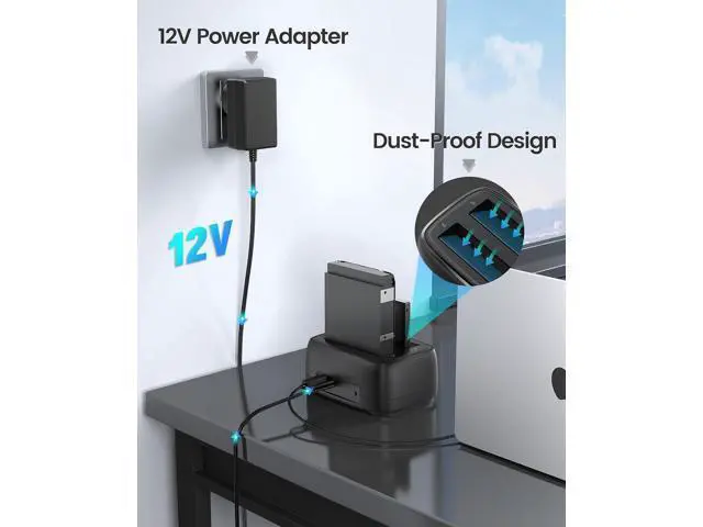 Alt view image 4 of 7 - Dual Bay Hard Drive Docking Station USB 3.0 to SATA III for 3.5inch HDD Max Up to 40TB Support UASP Tool-Free for Files Backup/Game Load (Without Cloner Function)-DD28