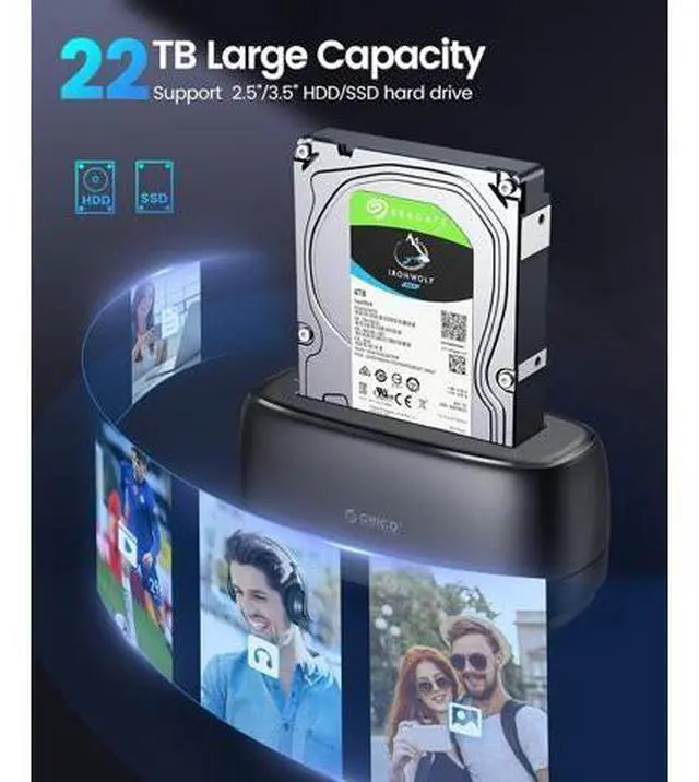 Alt view image 2 of 7 - External Hard Drive Docking Station for 2.5/3.5 Inch HDD SSD USB 3.0 to SATA Hard Drive Dock Up to 22TB Support UASP 12V Power Adapter Supply-DD18