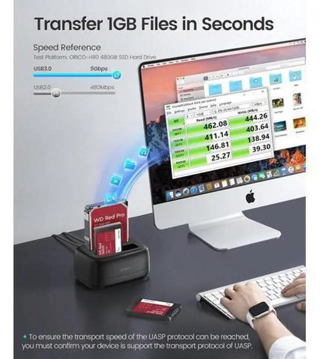 Alt view image 3 of 7 - Dual Bay Hard Drive Docking Station USB 3.0 to SATA III for 3.5inch HDD Max Up to 40TB Support UASP Tool-Free for Files Backup/Game Load (Without Cloner Function)-DD28