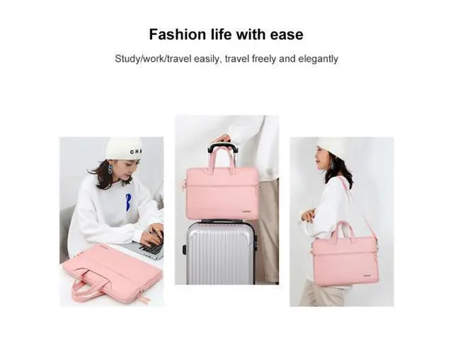 Alt view image 7 of 7 - Handbag Laptop Bag Inner Bag with Shoulder Strap, Size:15.6 inch 15.6 inch (Pink)