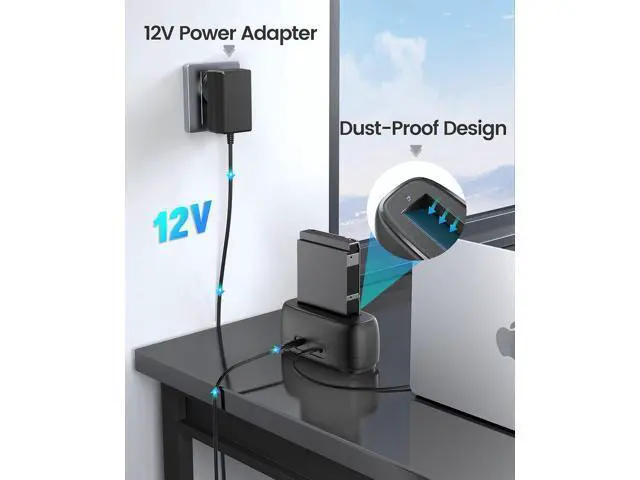 Alt view image 5 of 7 - Hard Drive Docking Station for USB C 2.5/3.5 SSD HDD SATA I II III External Hard Drive Dock 22TB 2 in-1 Type C to USB A Cable (DD18C3)