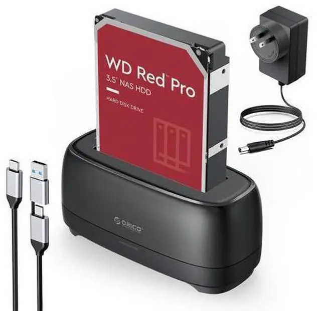 Main image of Hard Drive Docking Station for USB C 2.5/3.5 SSD HDD SATA I II III External Hard Drive Dock 22TB 2 in-1 Type C to USB A Cable (DD18C3)