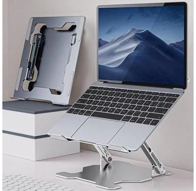 Alt view image 7 of 7 - Integrated Foldable Laptop Stand Hollow Heat-Dissipating Flat Desktop Stand(Moon Silver)