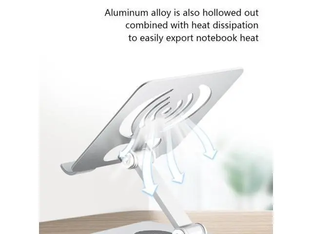 Alt view image 4 of 7 - L-13 Aluminum Alloy Foldable Rotating Laptop/Tablet Stand (Silver)