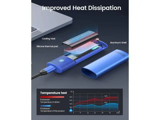 Alt view image 3 of 7 - M.2 NVMe SATA SSD Enclosure Adapter Tool-Free, USB C 3.2 Gen 2 10Gbps NVMe, 5Gbps NGFF SATA PCIe M-Key(B+M Key) 2230/2242/2260/2280, Aluminum External M2 Reader Support UASP Trim-BL(G2A)