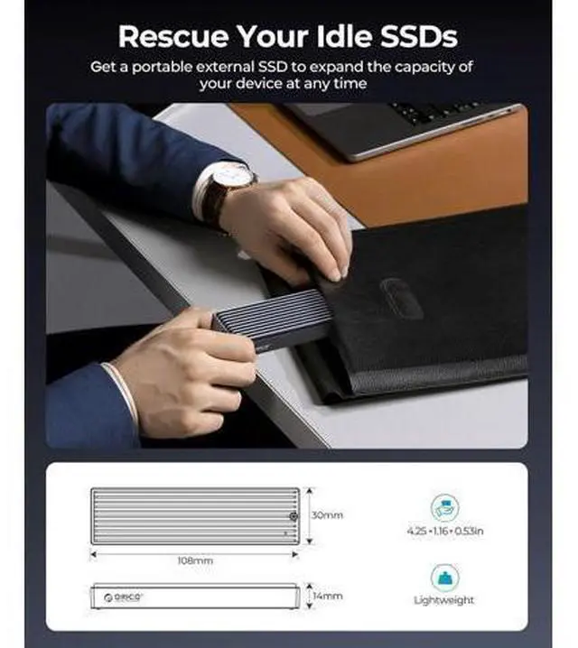 Alt view image 5 of 7 - M.2 NVMe SSD Enclosure, USB 3.1 Gen 2 (10 Gbps) PCIe External Adapter NVMe Case for 2230/2242/2260/2280 M.2 SSD up to 8TB, UASP Supported - M2PV