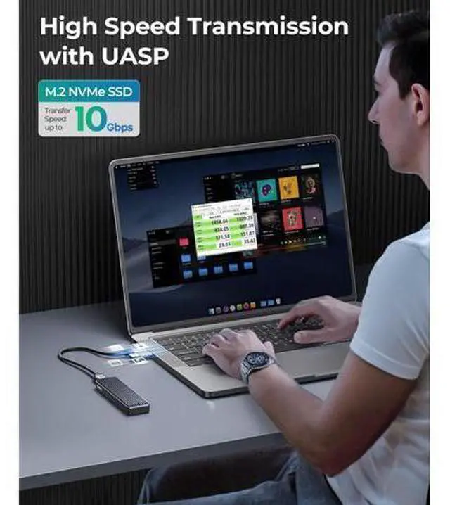Alt view image 2 of 7 - M.2 NVMe SSD Enclosure, USB 3.1 Gen 2 (10 Gbps) PCIe External Adapter NVMe Case for 2230/2242/2260/2280 M.2 SSD up to 8TB, UASP Supported - M2PV