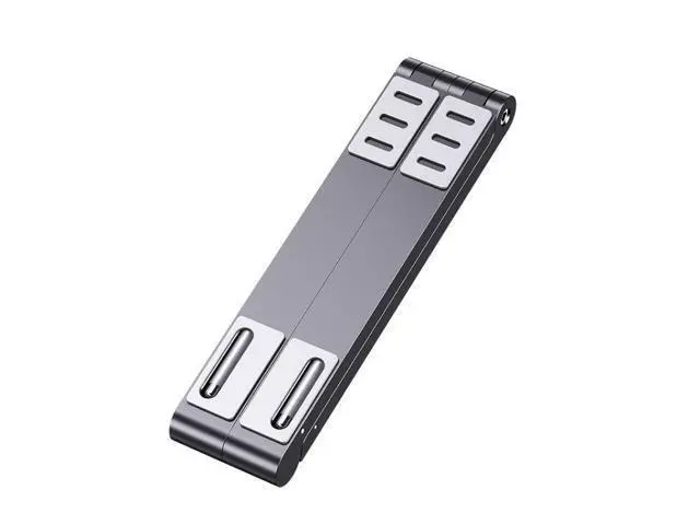 Alt view image 2 of 7 - Metal Laptop Stand Computer Cooling Folding Mini Flat Raised Bracket (Gray)