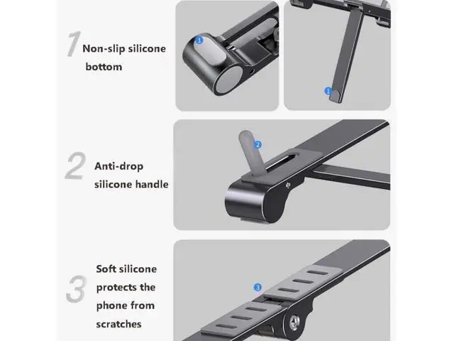 Alt view image 6 of 7 - Metal Laptop Stand Computer Cooling Folding Mini Flat Raised Bracket (Gray)