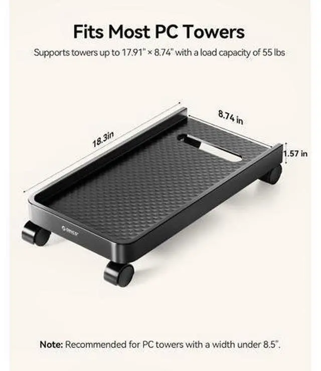 Alt view image 6 of 7 - Mobile CPU Stand with Locking & Swivel Wheels, Universal Under Desk Computer Tower Stand for PC, Multi-Functional CPU Holder for Office & Home (17.9x8.74x0.86 Inches)