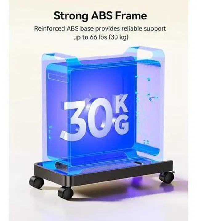 Alt view image 5 of 7 - Mobile CPU Stand with Locking & Swivel Wheels, Universal Under Desk Computer Tower Stand for PC, Multi-Functional CPU Holder for Office & Home (17.9x8.74x0.86 Inches)