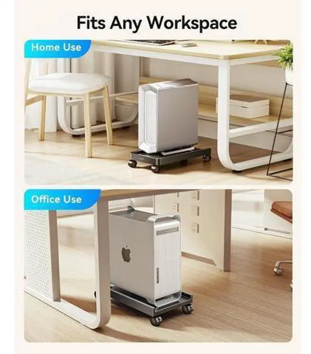 Alt view image 7 of 7 - Mobile CPU Stand with Locking & Swivel Wheels, Universal Under Desk Computer Tower Stand for PC, Multi-Functional CPU Holder for Office & Home (17.9x8.74x0.86 Inches)