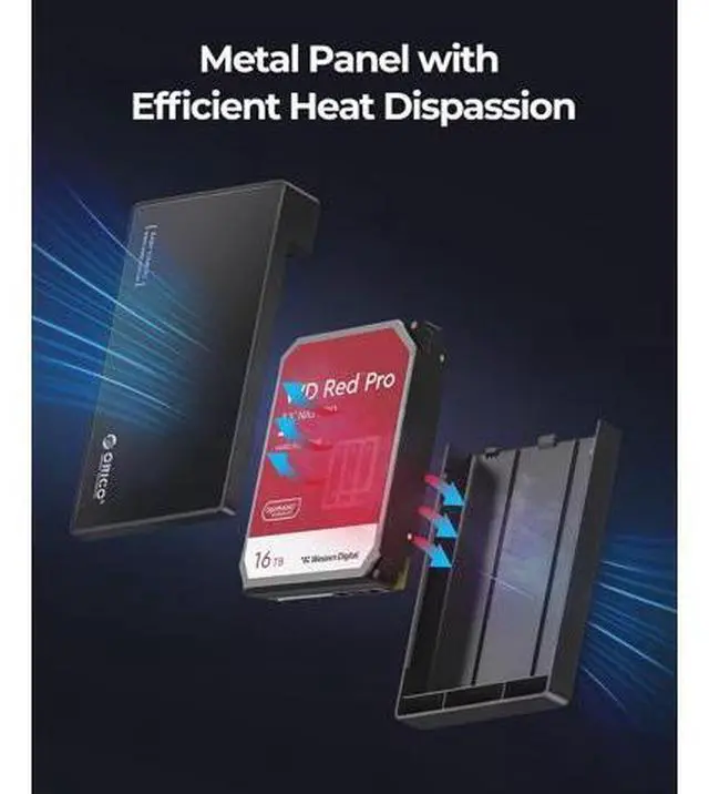 Alt view image 4 of 7 - 3.5" External Hard Drive Enclosure SATA III to USB3.1 Type C for HDD Tool-Free Installation Supports UASP and 20TB Drives - Black