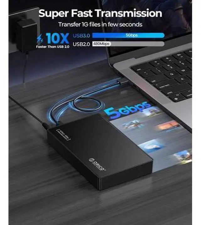 Alt view image 3 of 7 - USB 3.0 External Hard Drive Enclosure for 3.5/2.5 Inch SATA Hard Drives/SSD Up to 20 TB, 3.5'' Tool-Free HDD Enclosure with 12V/2A Power Supply and UASP Acceleration (3588US3)