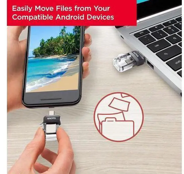 Alt view image 3 of 6 - 64GB Ultra Dual Drive m3.0, microUSB and USB Type-A, High-speed USB 3.0,, Retractable design for Android Devices and Computers - SDDD3-064G-G46, Black