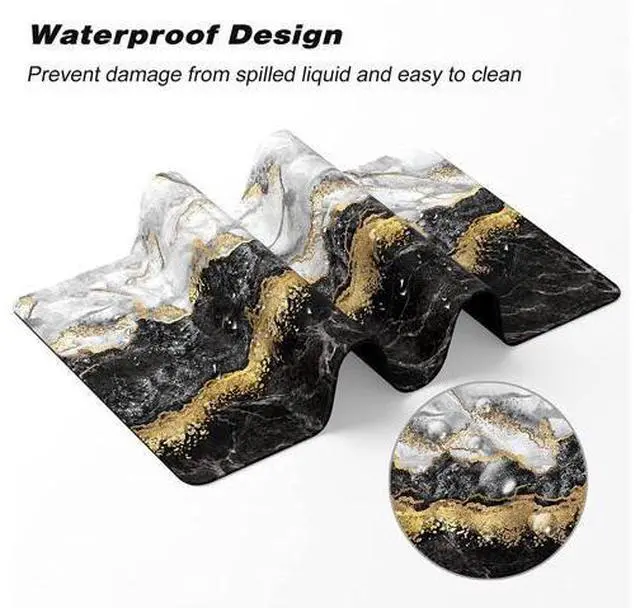 Alt view image 6 of 7 - Atufsuat Extended Gaming Mouse Pad, XL Large Mouse Mat 30 x 14 Inch, Big Computer Keyboard Mousepad, Waterproof Desk Pad with Stitched Edges and Non-Slip Base for Office Gaming, Black Cracked Marble