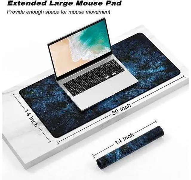 Alt view image 2 of 7 - Atufsuat Extended Gaming Mouse Pad, XL Large Mouse Mat 30 x 14 Inch, Big Computer Keyboard Mousepad, Waterproof Desk Pad with Stitched Edges and Non-Slip Base for Women Office Gaming, Galaxy Tree
